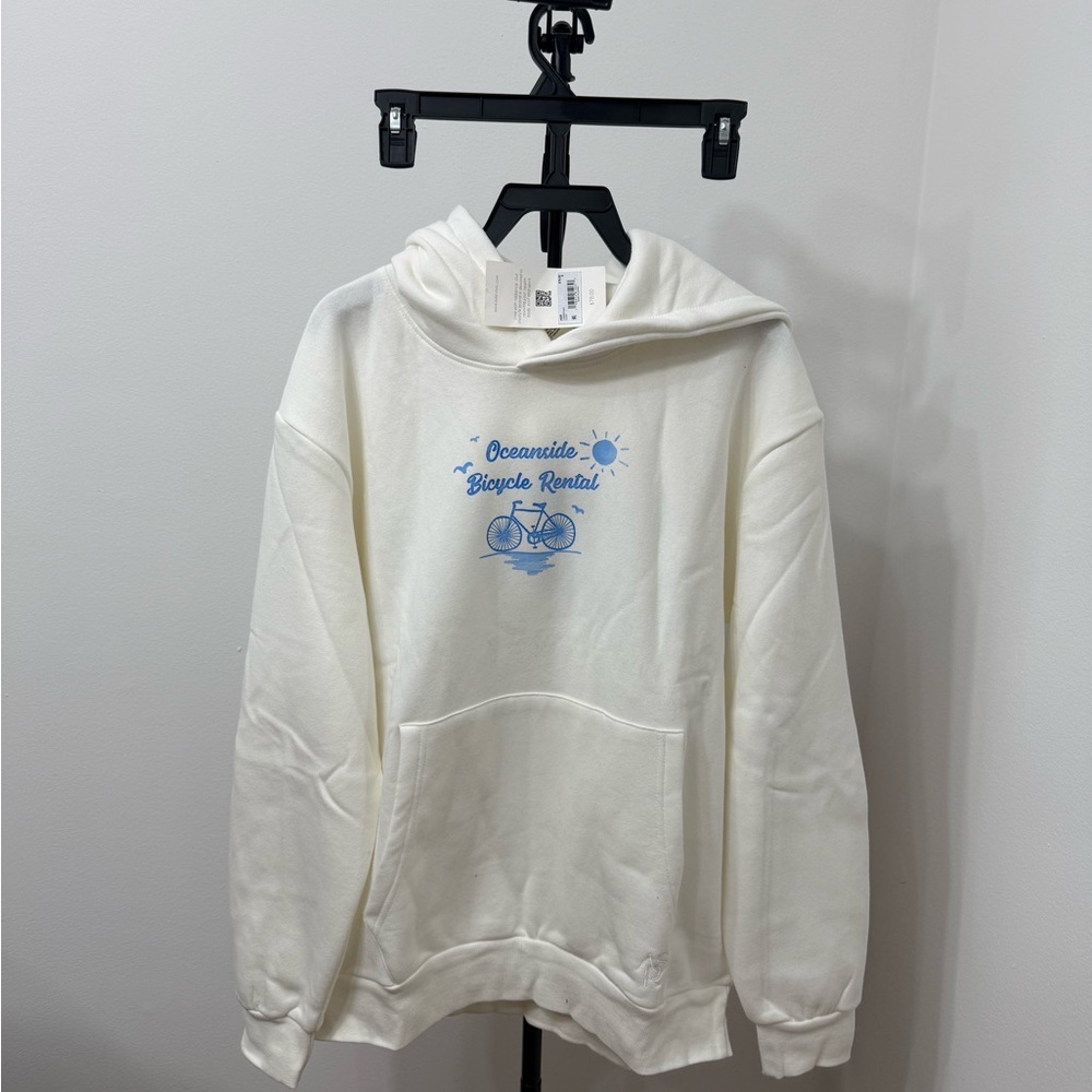 Altar'd State Cream Hoodie with Blue Graphic - Picture 2 of 5